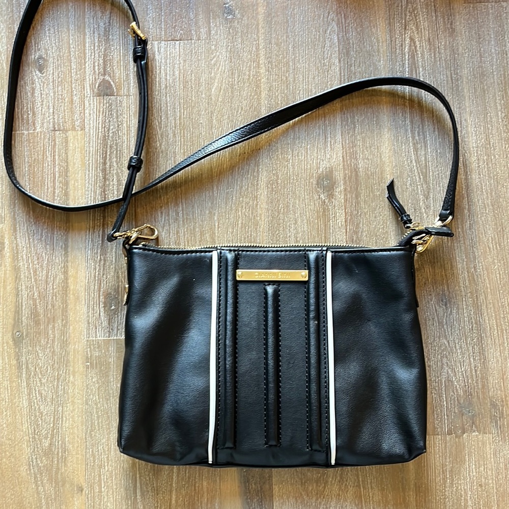 Black Leather Gianni Bini Crossbody Bag